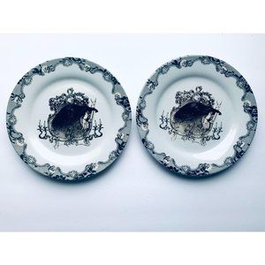 KD Vintage Crow Nevermore Skull salad plates